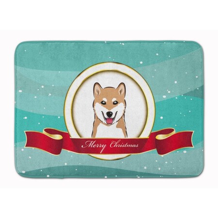 Carolines Treasures Shiba Inu Merry Christmas Machine Washable Memory Foam Mat BB1535RUG